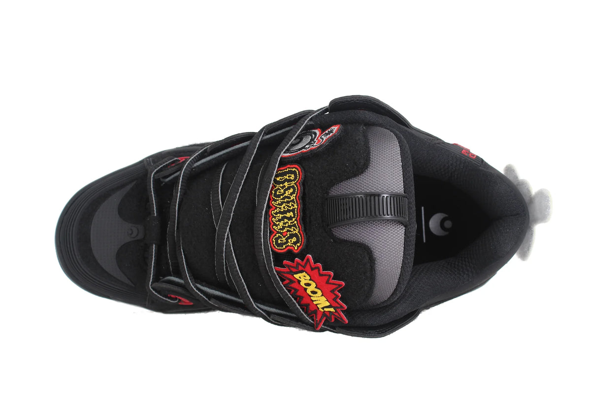 OSIRIS SHOES D3 2001 BLACK RED VELCRO TRAINERS