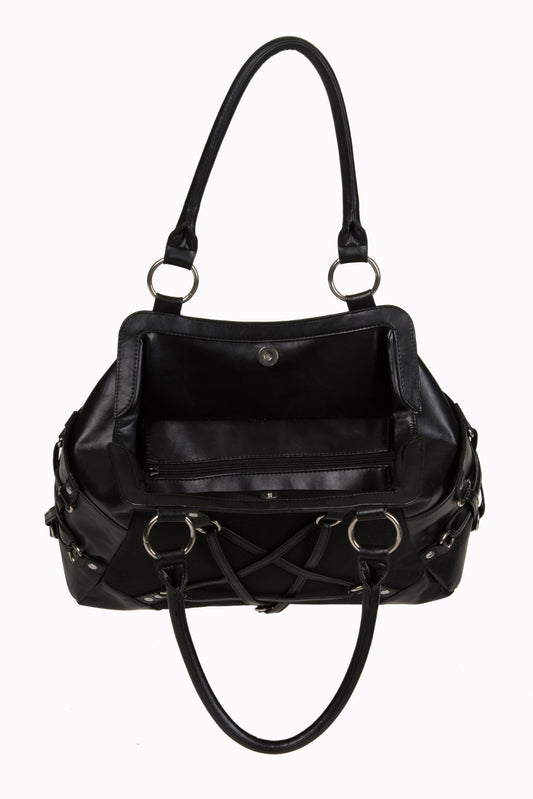BANNED STAND STILL PENTAGRAM BLACK HANDBAG BG7095