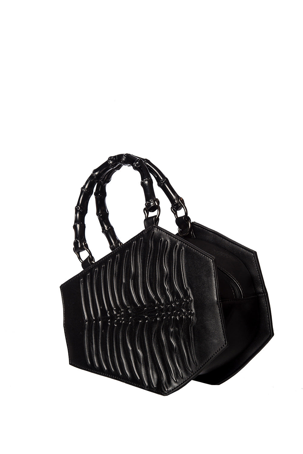 BANNED BLACK AMARANTH EMBOSS COFFIN BAG (BG34033)