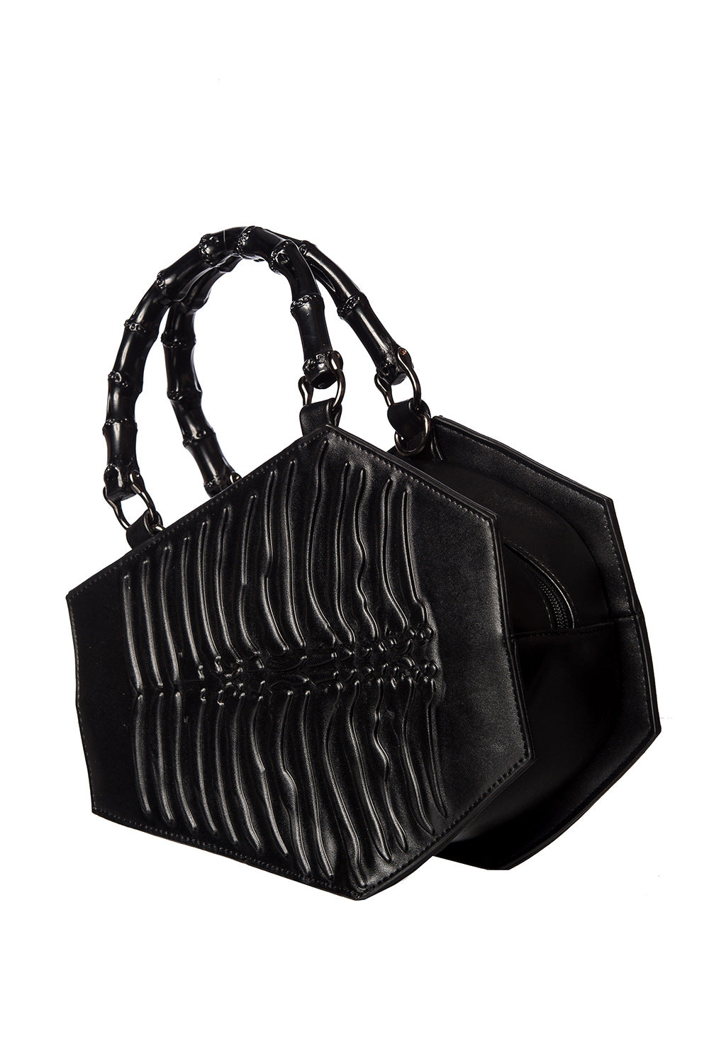 BANNED BLACK AMARANTH EMBOSS COFFIN BAG (BG34033)
