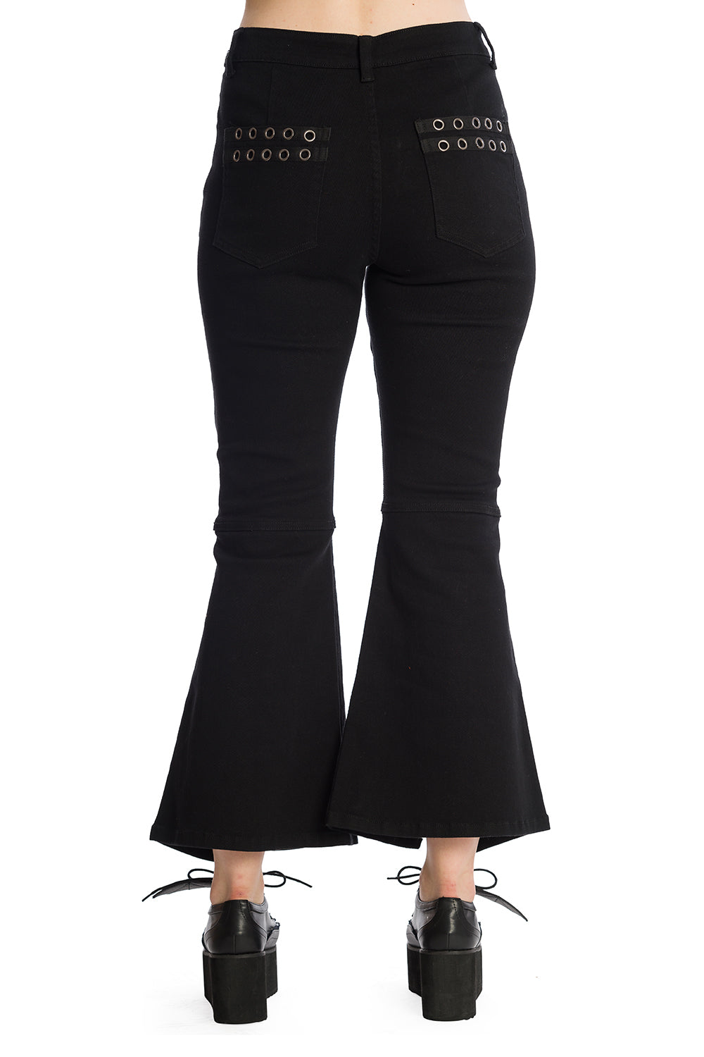 BANNED BLACK DRUSILLA FLARED TROUSERS JEANS TR13092