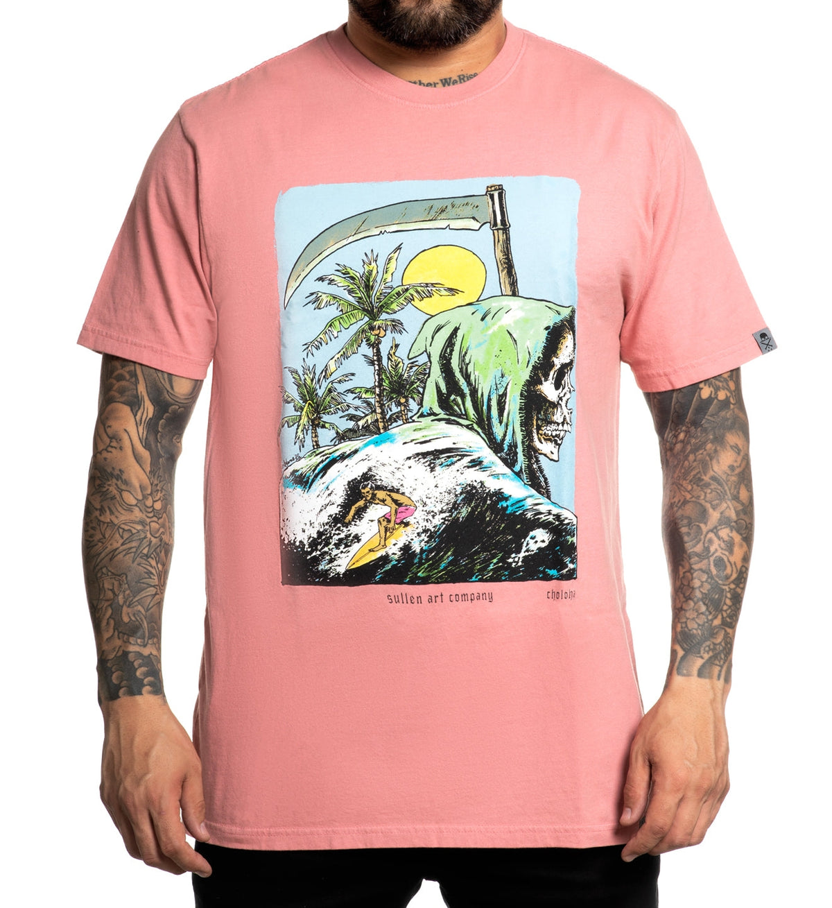 SULLEN CLOTHING DEATH CROP ROSETTE PINK PREMIUM T-SHIRT