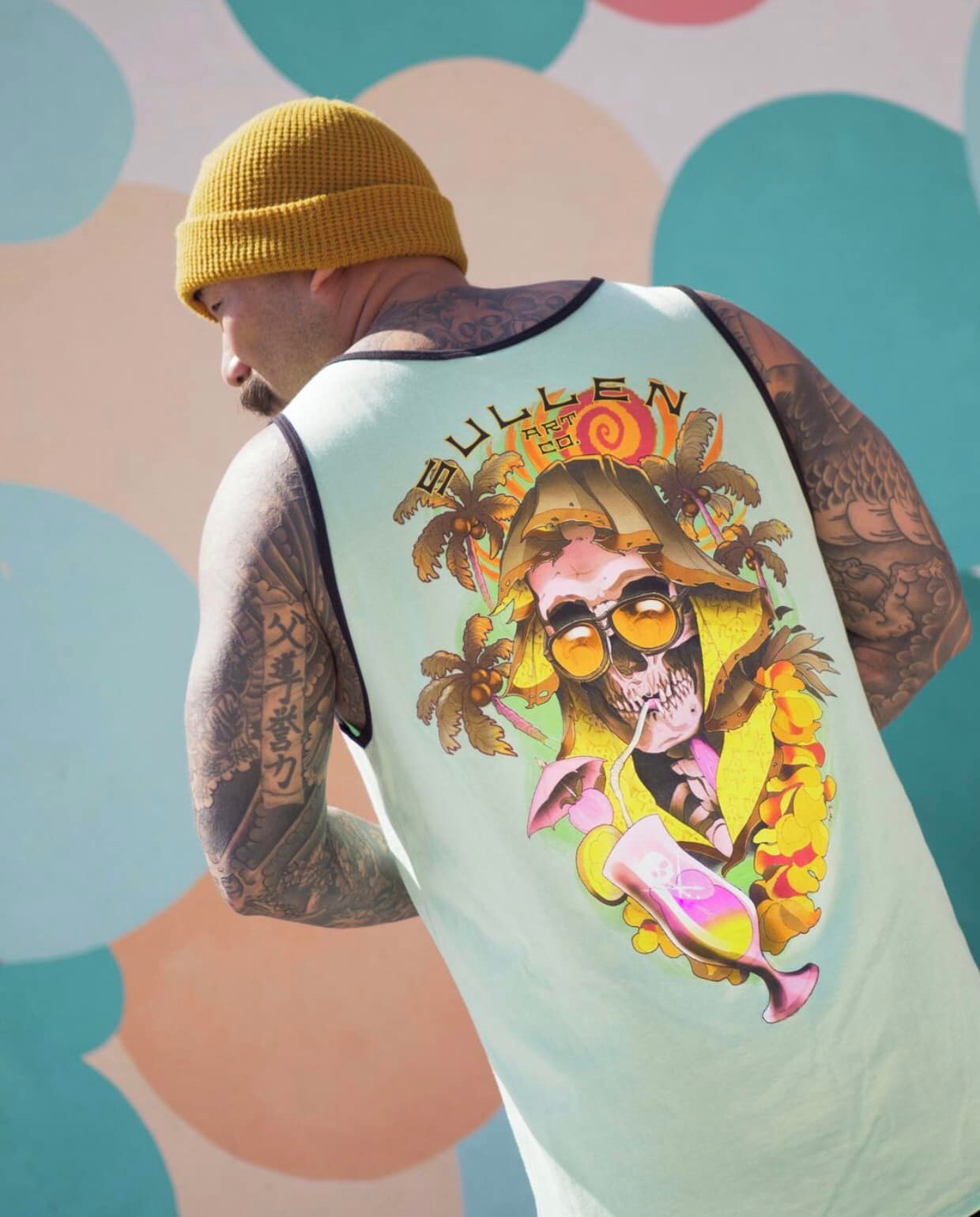 SULLEN CLOTHING SUN BUM NEPTUNE GREEN TANK VEST T-SHIRT (M)