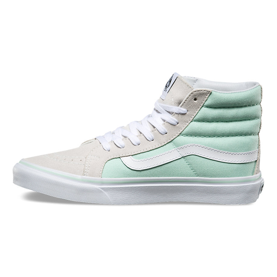 VANS SK8-HI SLIM BAY GREEN GREY TRUE WHITE LADIES TRAINERS (UK 8)