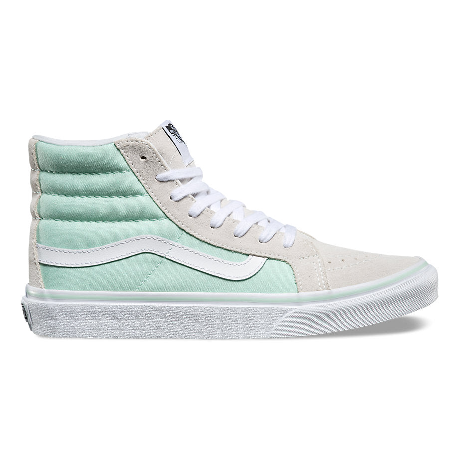 VANS SK8-HI SLIM BAY GREEN GREY TRUE WHITE LADIES TRAINERS (UK 8)