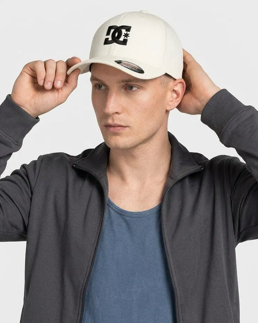 DC SHOES CAP STAR 2 WHITE BLACK FLEXFIT CAP HAT