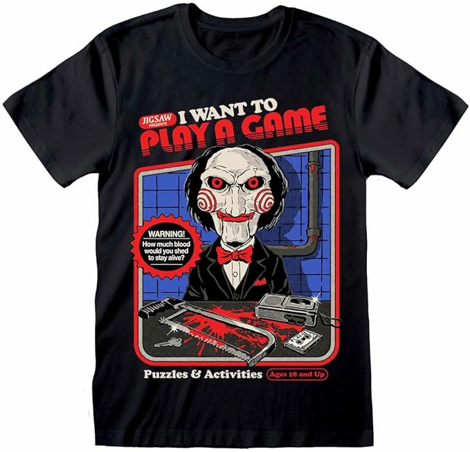 STEVEN RHODES X SAW I WANT TO PLAY A GAME T-SHIRT
