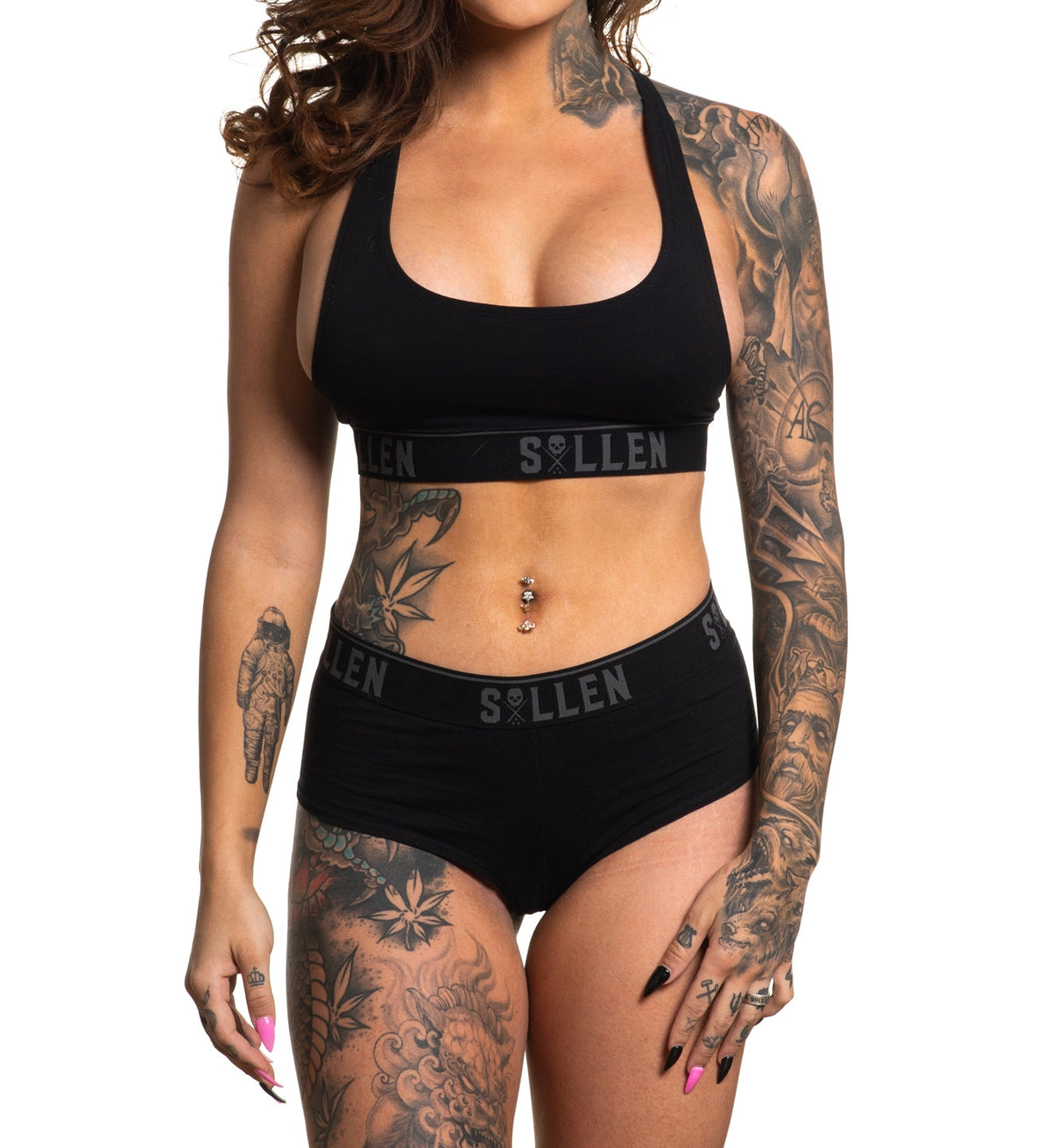 SULLEN CLOTHING BUTTERY BLACK BRALETTE & SHORTS