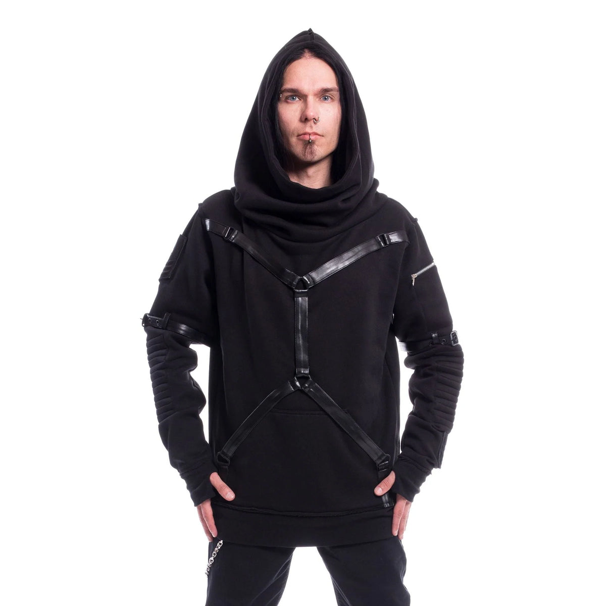 CHEMICAL ADAM BLACK HOODED TOP MENS