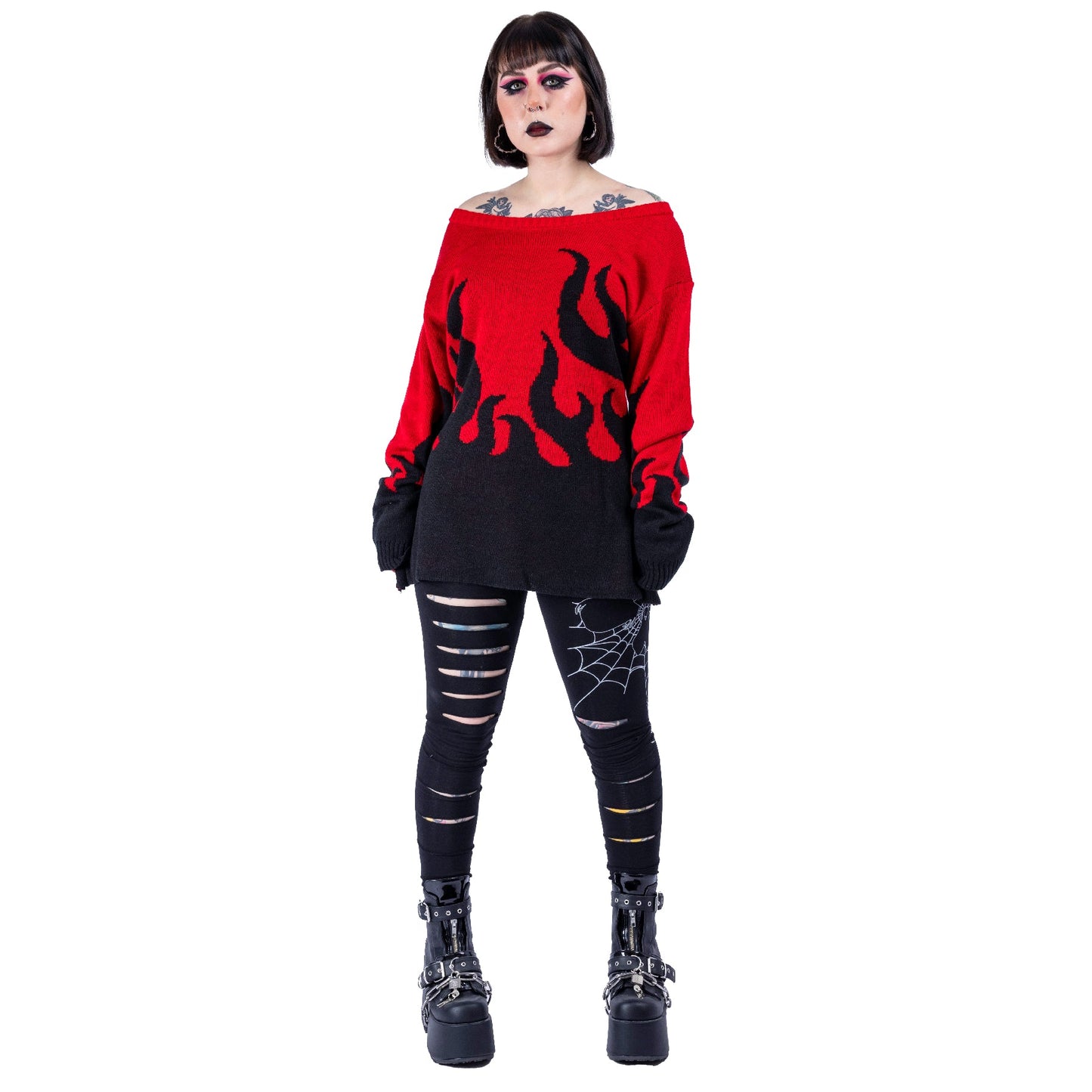 POIZEN HEARTLESS FLAME THROWER JUMPER RED BLACK
