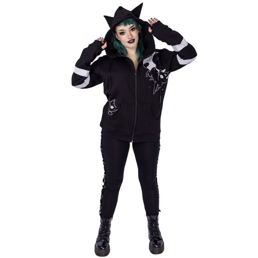 POIZEN HEARTLESS CUPCAKE CULT MOON CATS HOODIE BLACK