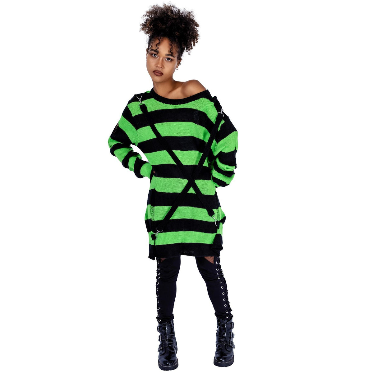 POIZEN HEARTLESS ORIANNA JUMPER BLACK GREEN