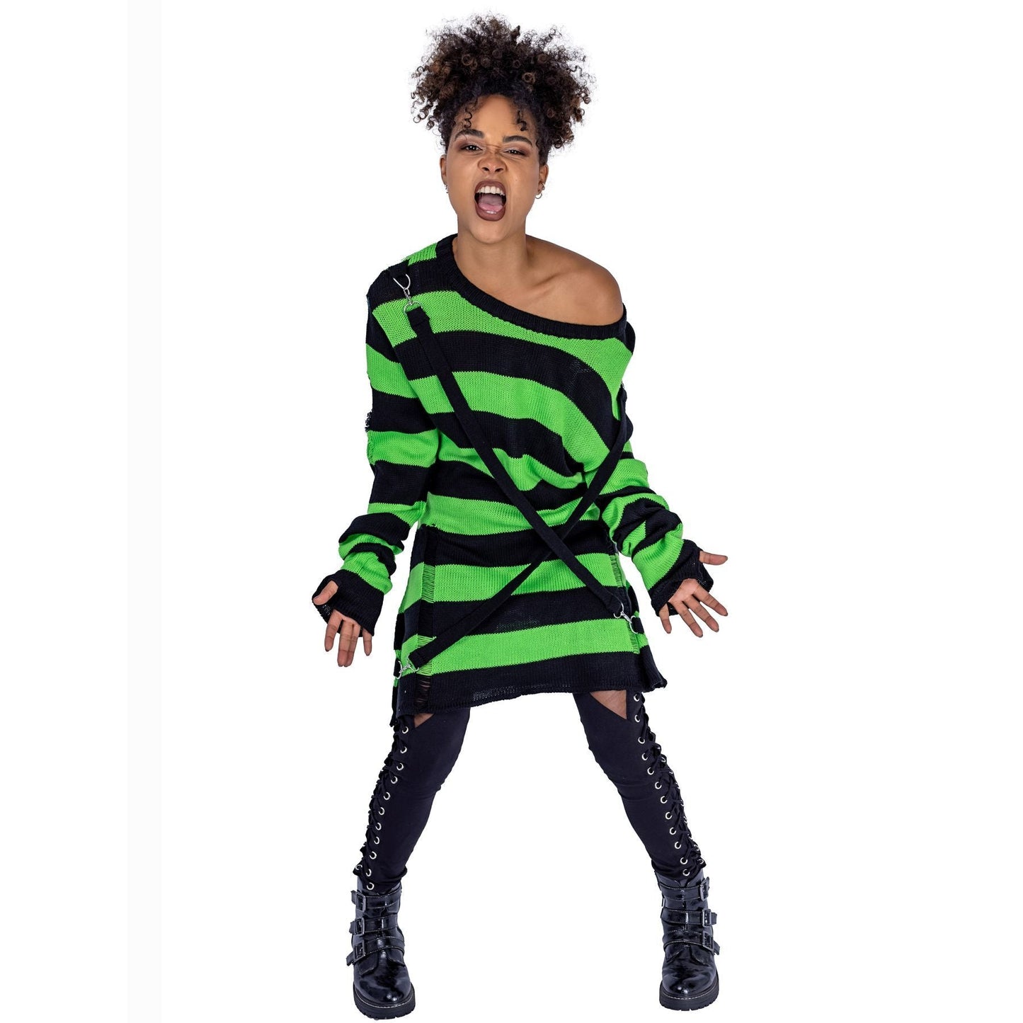 POIZEN HEARTLESS ORIANNA JUMPER BLACK GREEN