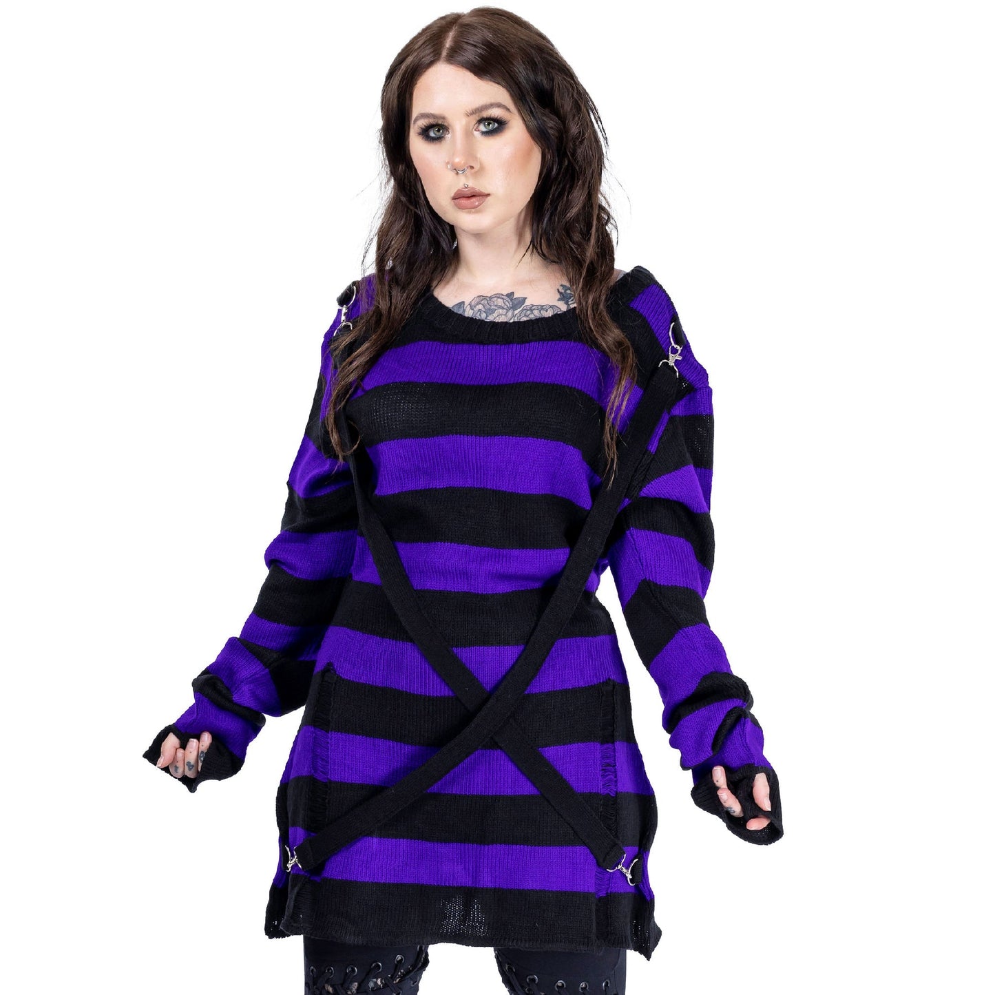 POIZEN HEARTLESS ORIANNA JUMPER BLACK PURPLE