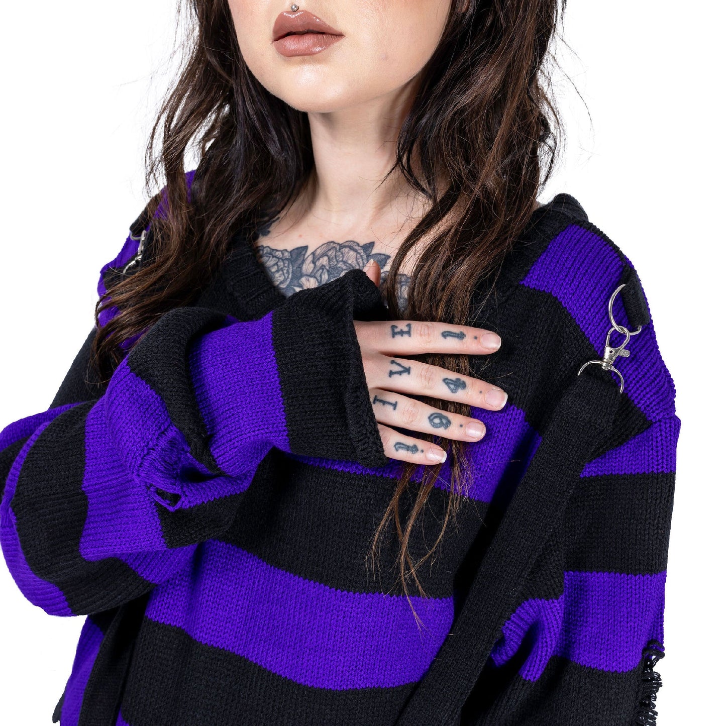 POIZEN HEARTLESS ORIANNA JUMPER BLACK PURPLE