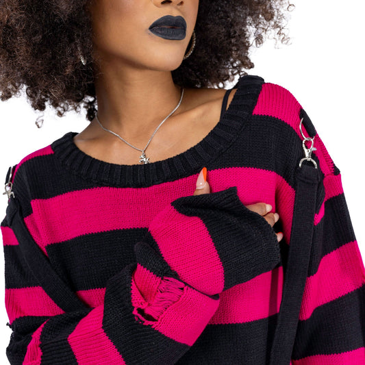 POIZEN HEARTLESS ORIANNA JUMPER BLACK DARK PINK