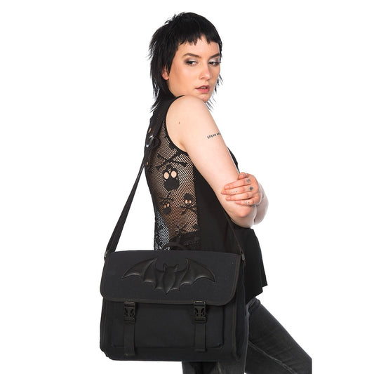 BANNED ALTERNATIVE BLACK DRAGON FRENZY MESSENGER BAG (BG34136)