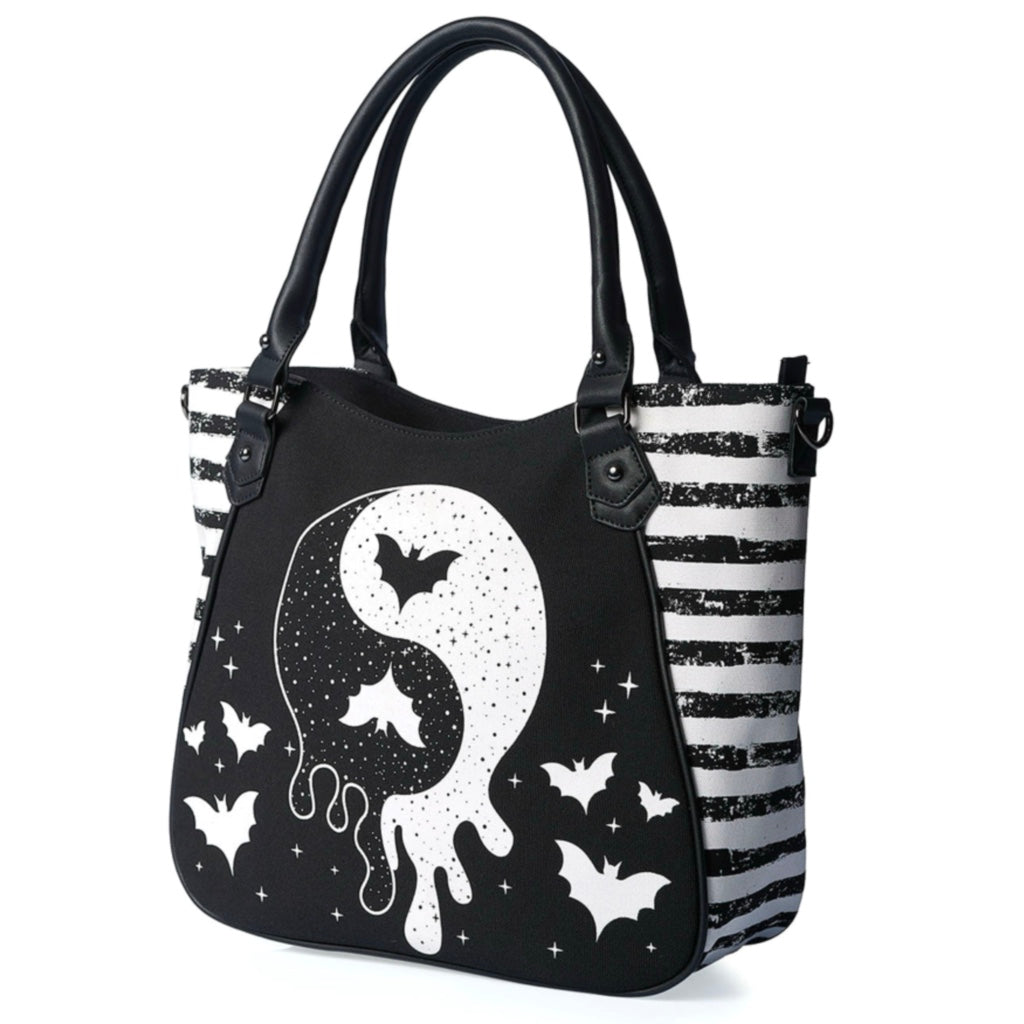 BANNED ALTERNATIVE BLACK YIN YANG MASTER TOTE BAG HANDBAG BG34352