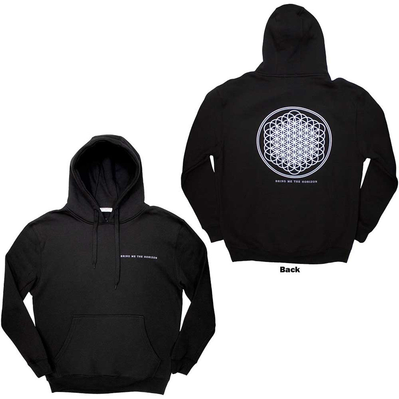 Bring Me The Horizon Unisex Pullover Hoodie: Flower of Life (Black) (Back Print)