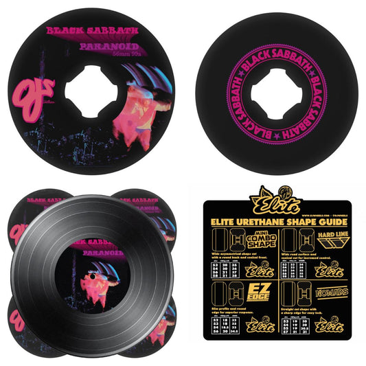 OJ Skateboard Wheels Black Sabbath Super Juice Paranoid Soft 99a Black 56mm