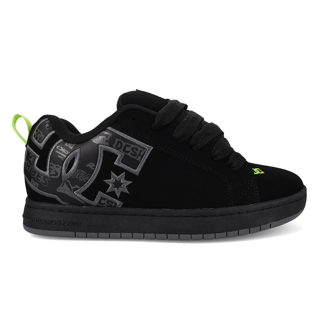 DC SHOES COURT GRAFFIK BLACK LIME TRAINERS