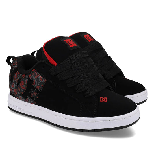 DC SHOES COURT GRAFFIK BLACK GREY RED PRINT TRAINERS