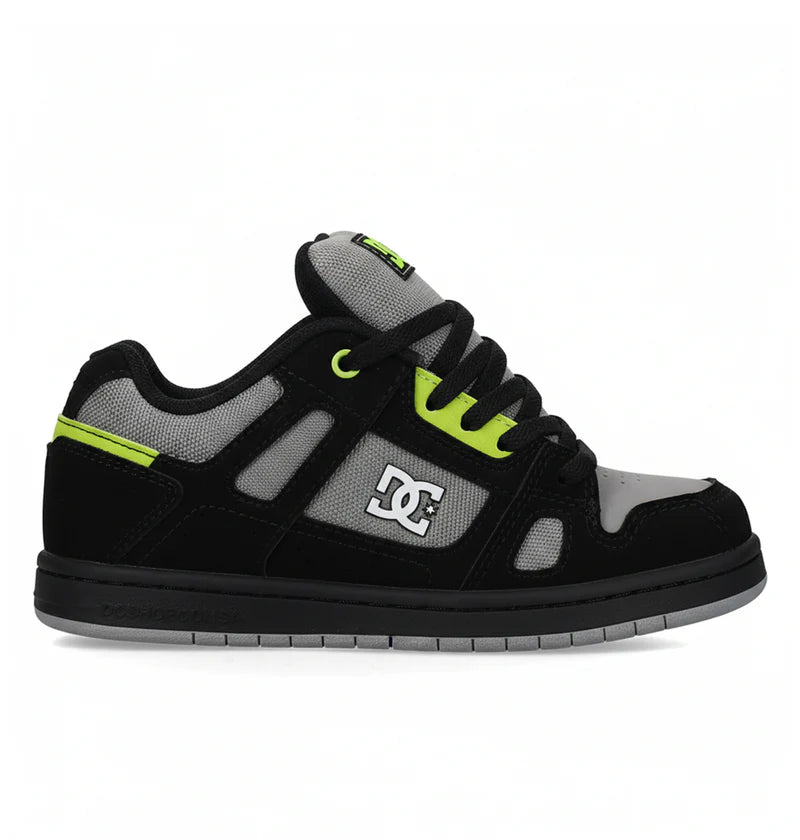 DC SHOES STAG BLACK GREY LIME YOUTHS TRAINERS