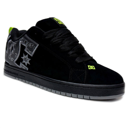 DC SHOES COURT GRAFFIK BLACK LIME TRAINERS
