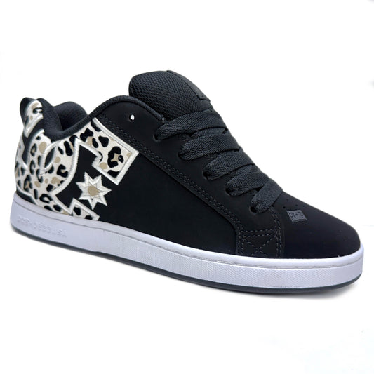 DC SHOES COURT GRAFFIK BLACK WHITE LEOPARD PRINT LADIES TRAINERS