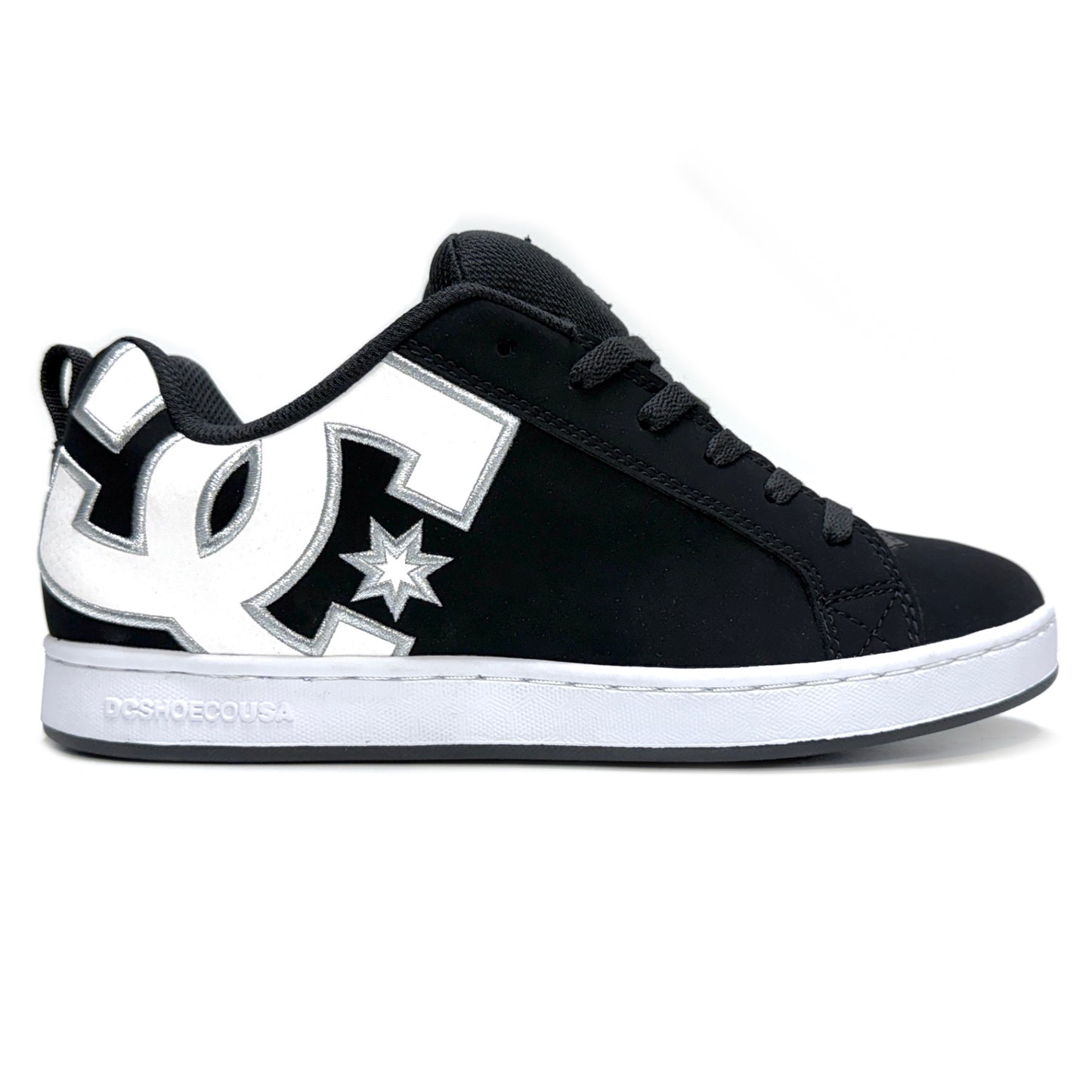 DC SHOES COURT GRAFFIK BLACK WHITE STENCIL LADIES TRAINERS