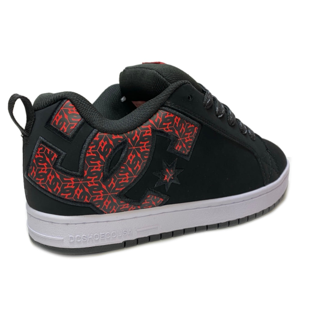 DC SHOES COURT GRAFFIK BLACK WHITE & RED TRAINERS