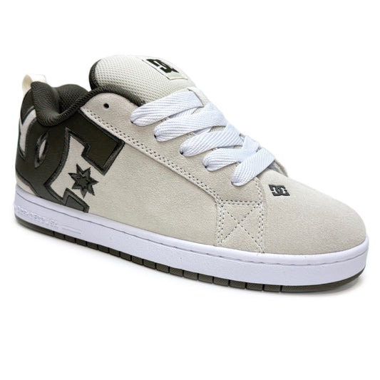 DC SHOES COURT GRAFFIK OFF WHITE OLIVE CITRUS TRAINERS