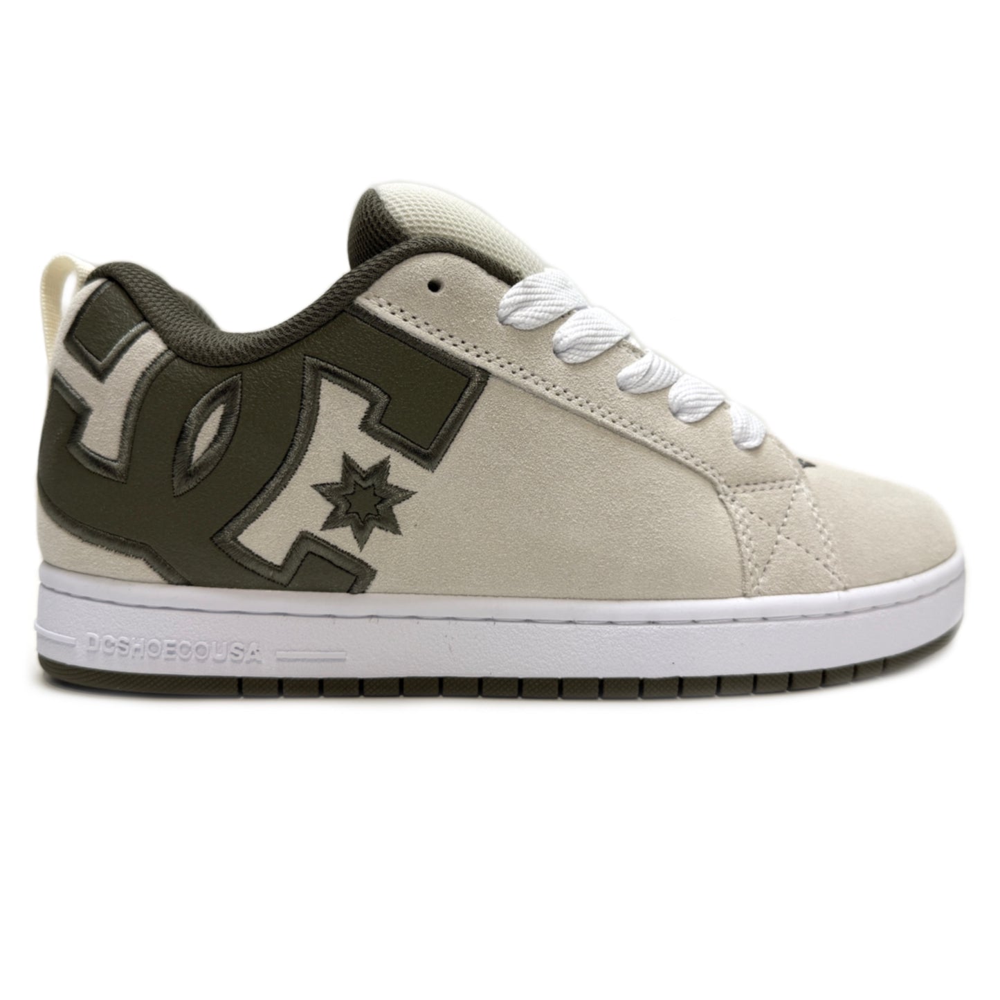 DC SHOES COURT GRAFFIK OFF WHITE OLIVE CITRUS TRAINERS