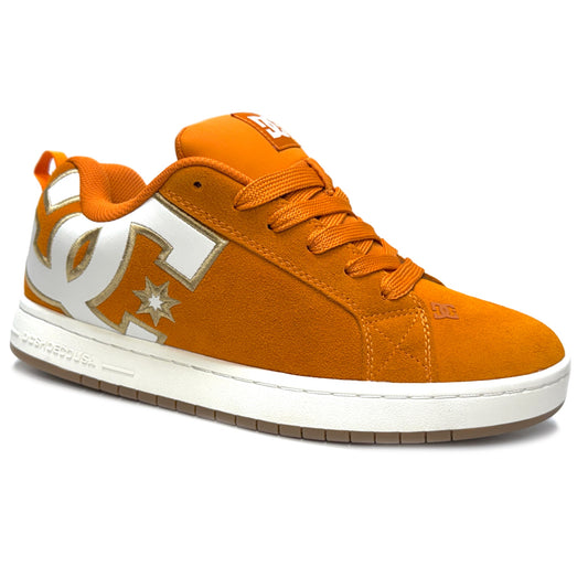 DC SHOES COURT GRAFFIK ORANGE OFF WHITE TRAINERS