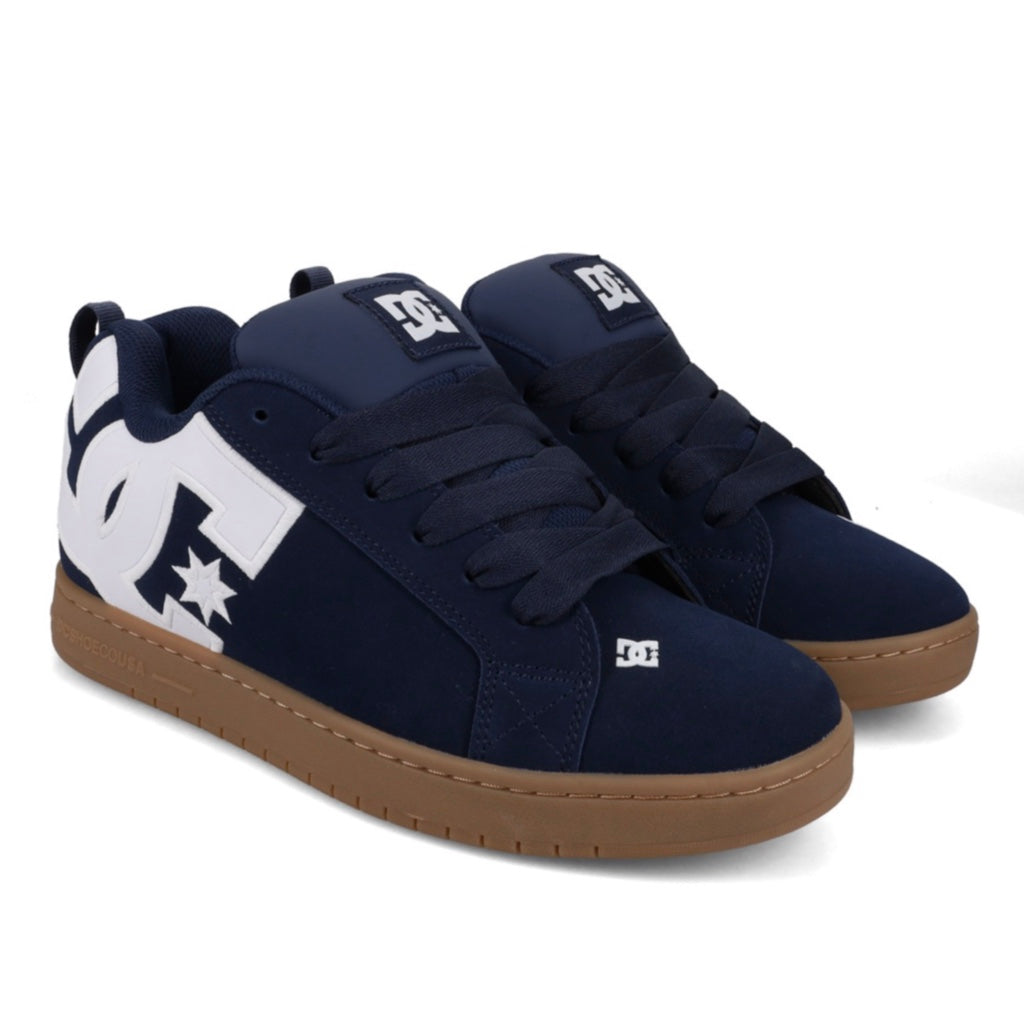 DC SHOES COURT GRAFFIK SE NAVY WHITE GUM TRAINERS