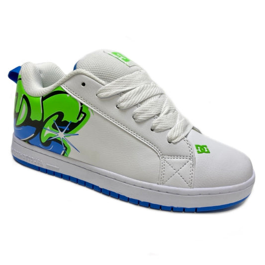 DC SHOES COURT GRAFFIK WHITE LIME TURQUOISE TRAINERS