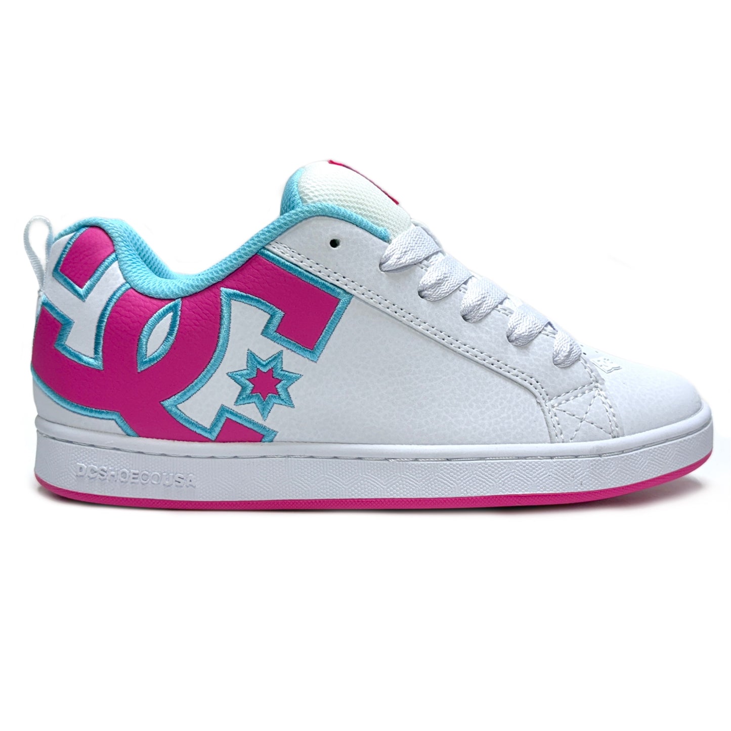 DC SHOES COURT GRAFFIK WHITE TURQUOISE CRAZY PINK LADIES TRAINERS
