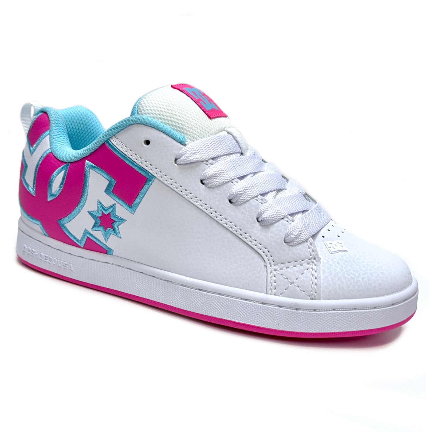DC SHOES COURT GRAFFIK WHITE TURQUOISE CRAZY PINK LADIES TRAINERS