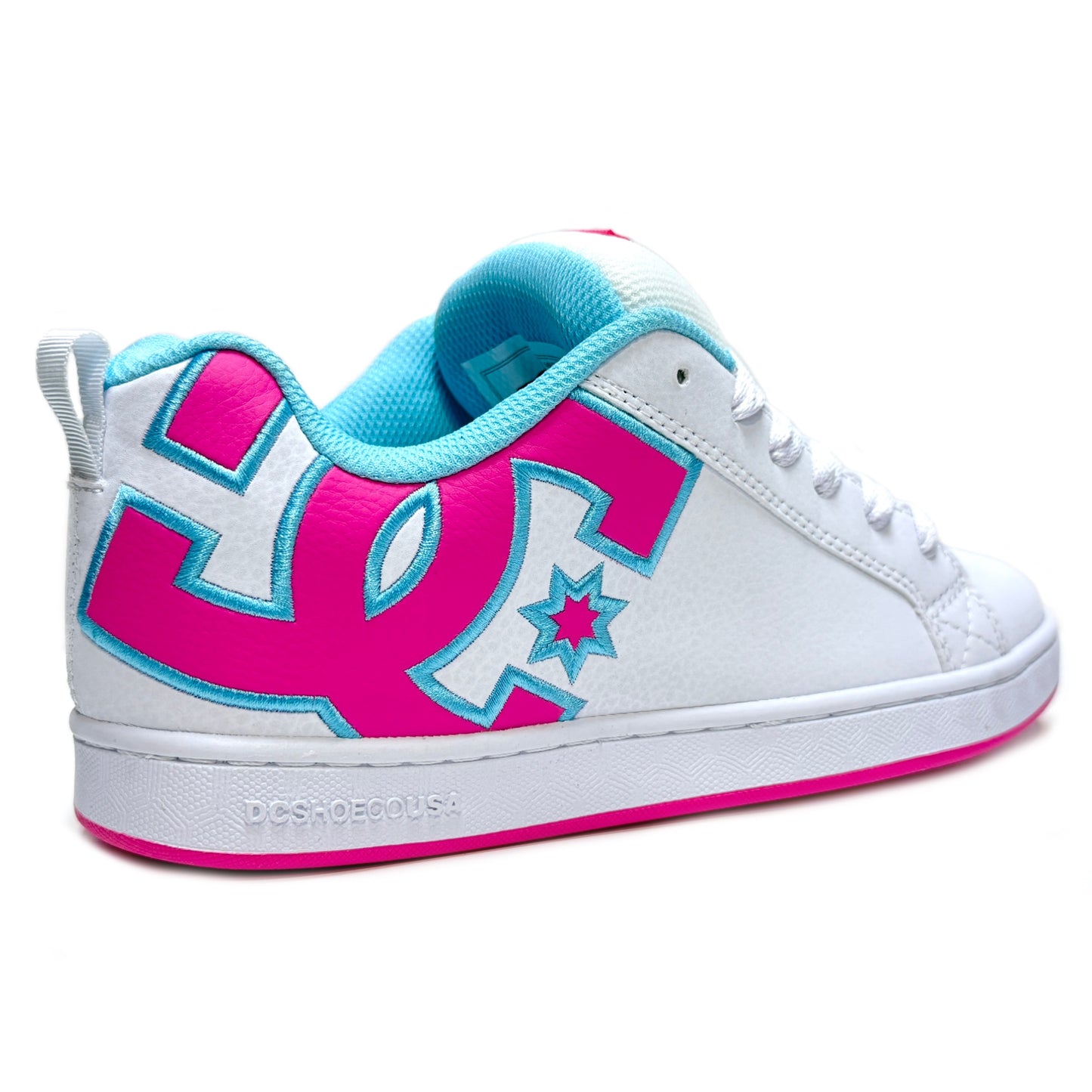 DC SHOES COURT GRAFFIK WHITE TURQUOISE BLUE CRAZY PINK LADIES TRAINERS