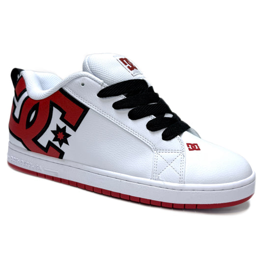 DC SHOES COURT GRAFFIK WHITE & RED LEATHER TRAINERS