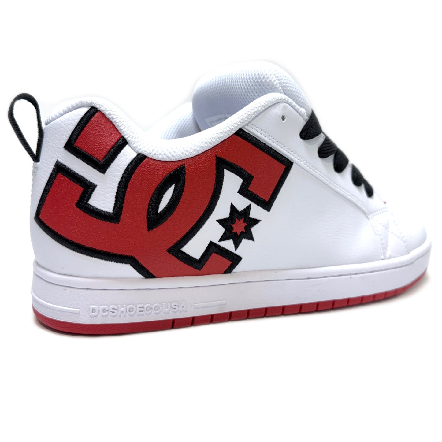 DC SHOES COURT GRAFFIK WHITE & RED LEATHER TRAINERS