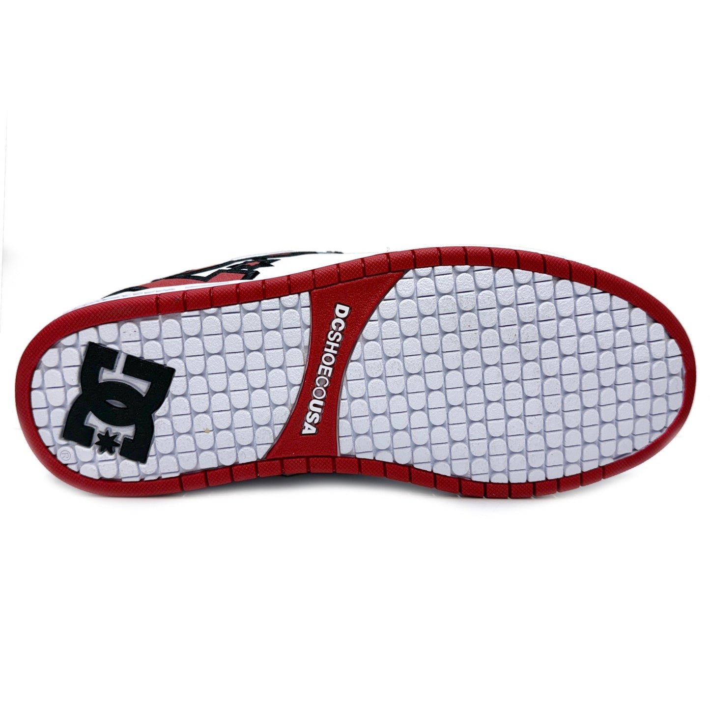 DC SHOES COURT GRAFFIK WHITE & RED LEATHER TRAINERS