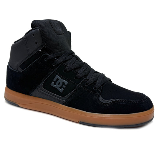 DC SHOES CURE HI TOP BLACK GUM TRAINERS