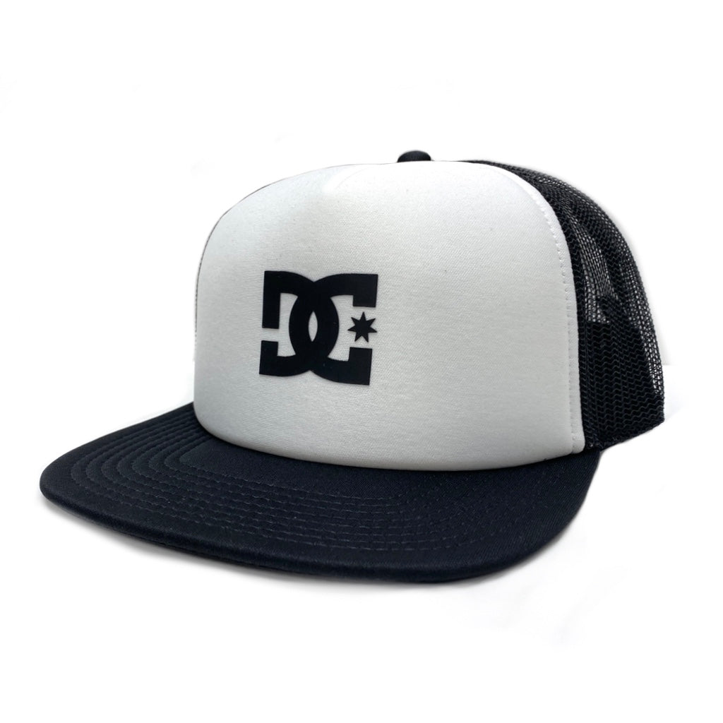 DC SHOES GAS STATION BLACK & WHITE TRUCKER HAT CAP