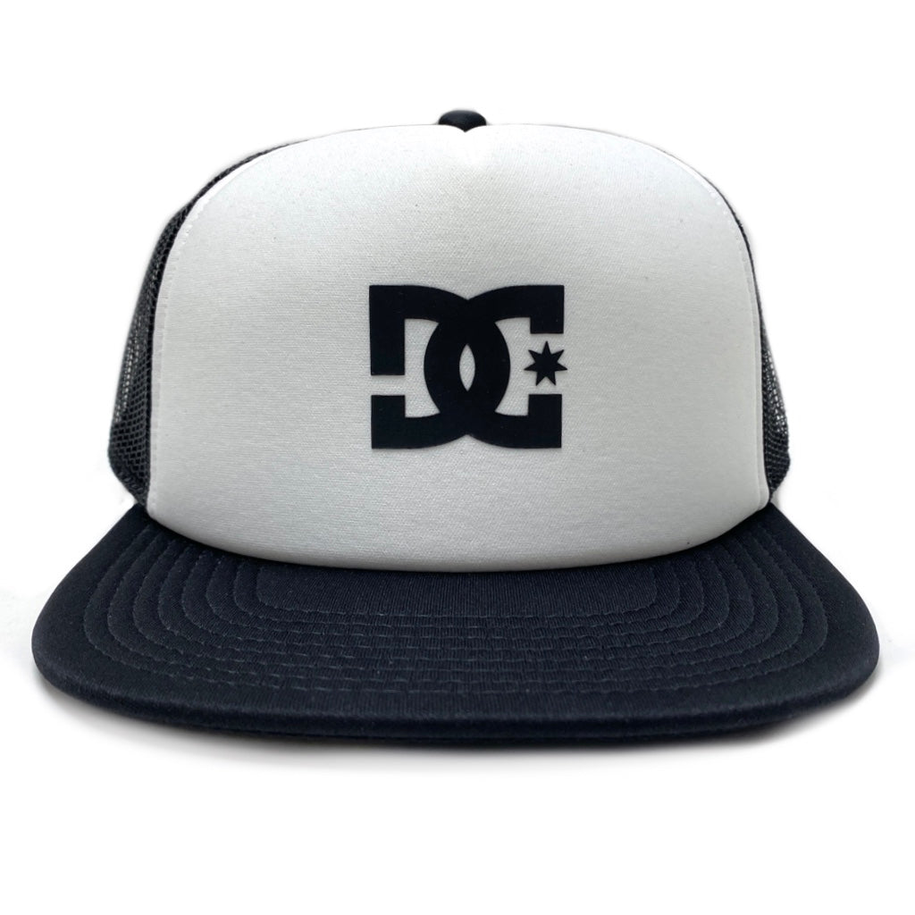 DC SHOES GAS STATION BLACK & WHITE TRUCKER HAT CAP