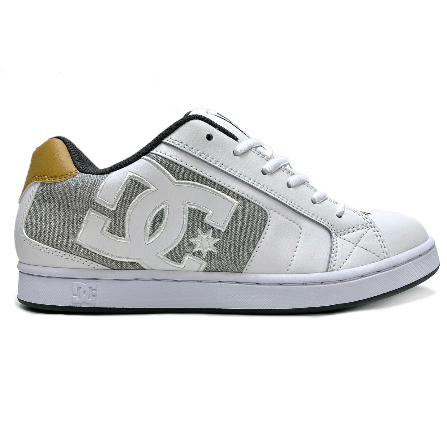 DC SHOES NET WHITE WHITE LIGHT GREY TRAINERS (UK 12)