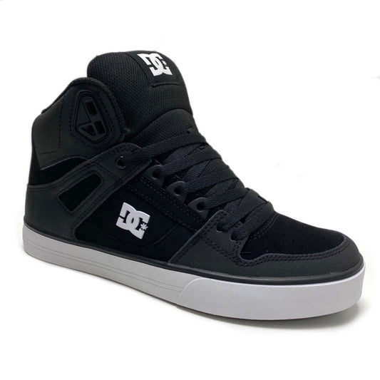 DC SHOES PURE HIGH TOP WC BLACK BLACK WHITE TRAINERS (UK 8)