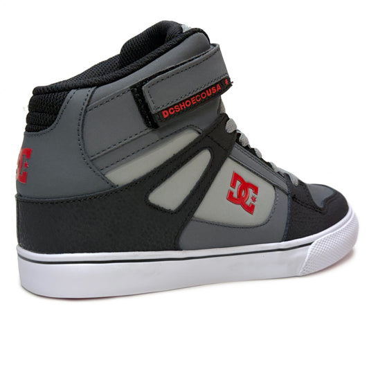 DC SHOES PURE HI TOP SE EV GREY BLACK RED YOUTHS TRAINERS