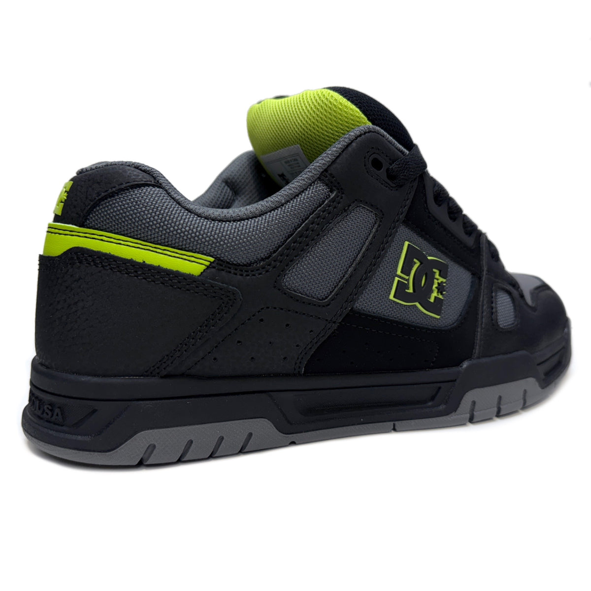 DC SHOES STAG BLACK GREY LIME TRAINERS