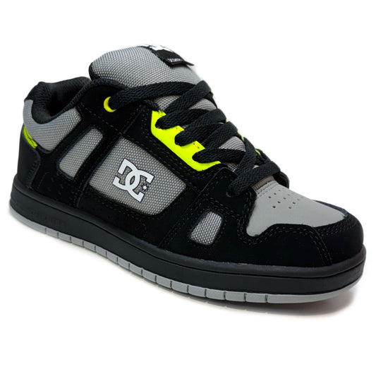 DC SHOES STAG BLACK GREY LIME YOUTHS TRAINERS